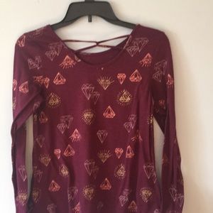 Girls’ Jewel patterned maroon crisscross top